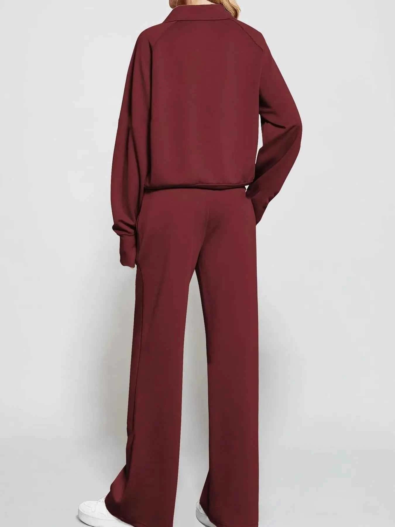 Half Zip Long Sleeve Top and Pants Set d627ab32f05449489736ba3f5277c559-Max-Origin