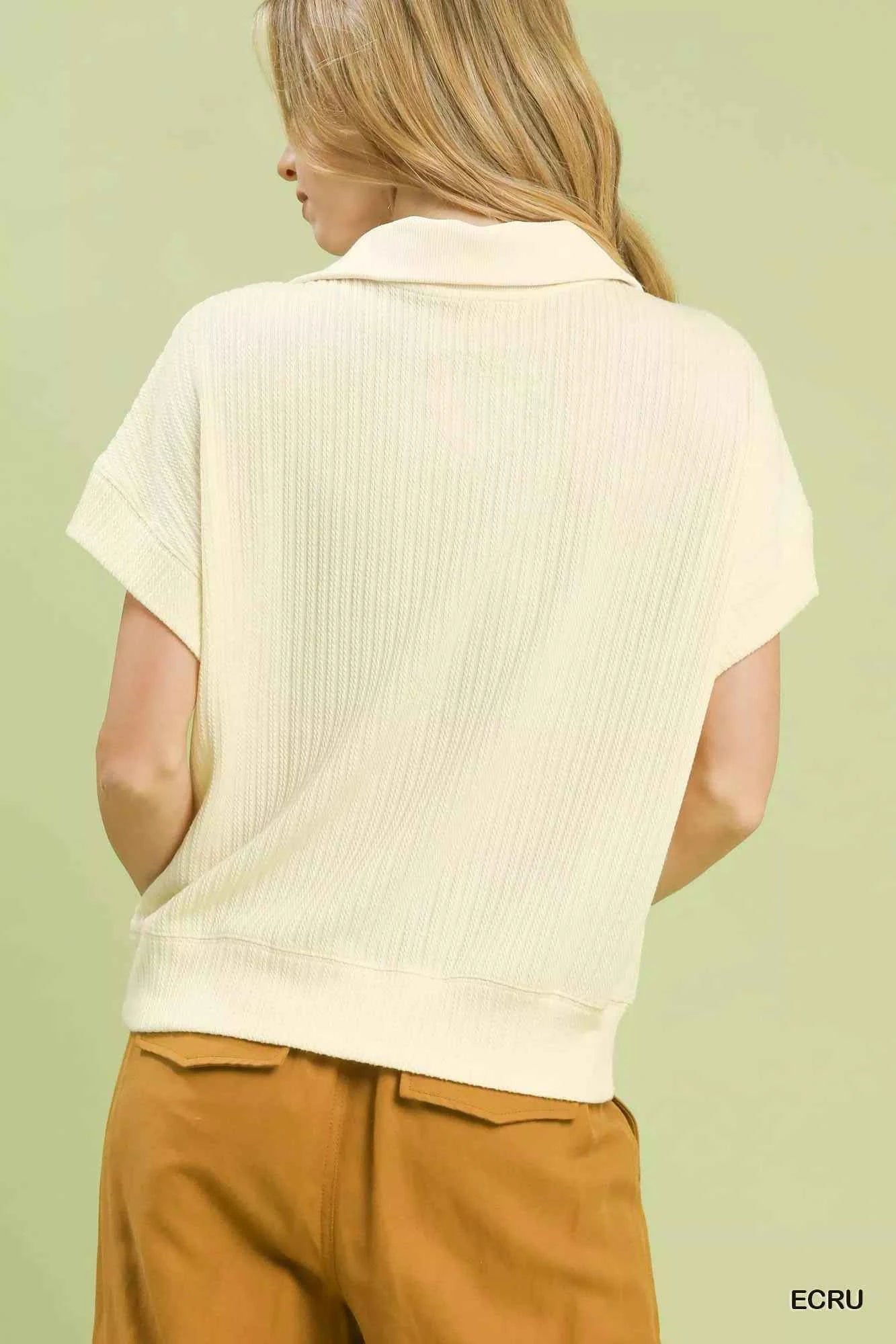 Umgee Textured Striped Zip Collar Knit Top d62cbe22-423d-4be4-9527-9c8ba55b3f9f-Max-Origin