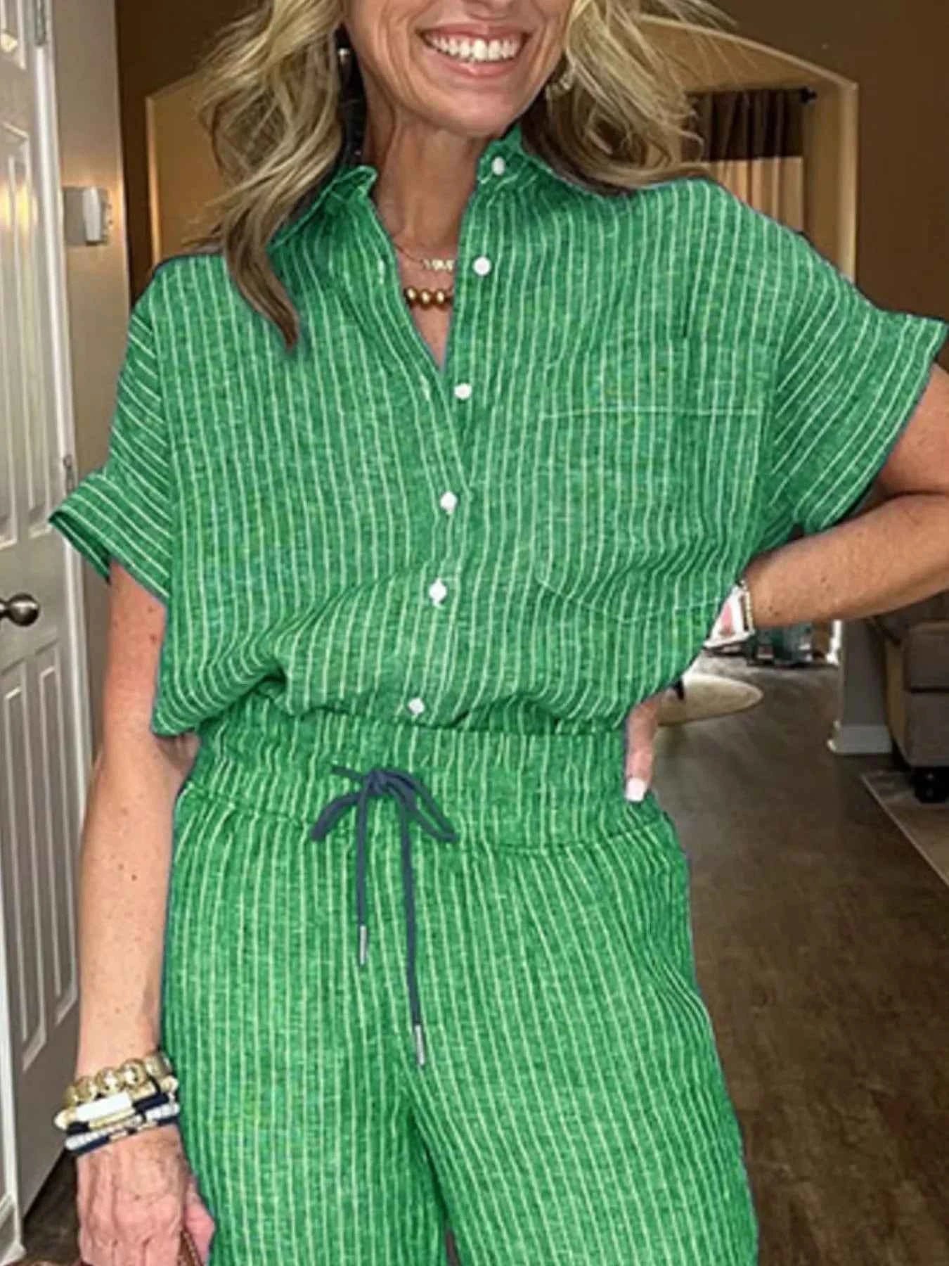 Full Size Striped Button-Up Shirt and Wide Leg Pants Casual Set Plus Size d683bc4e-6a6e-4ded-9c67-3c2beff7a5e9-Max-Origin