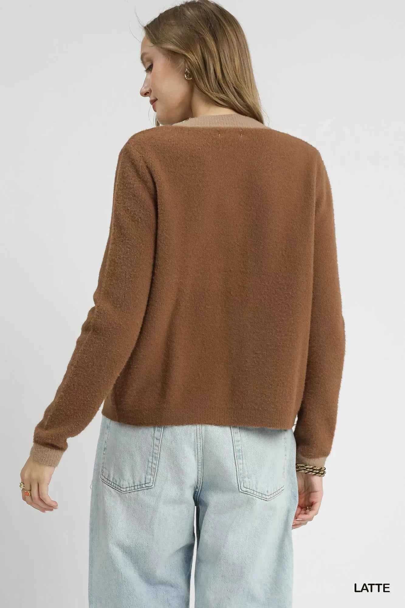 Umgee Two-Tone Button Front Cardigan d72db30e-4834-42c0-b77e-862946b3f9aa-Max-Origin