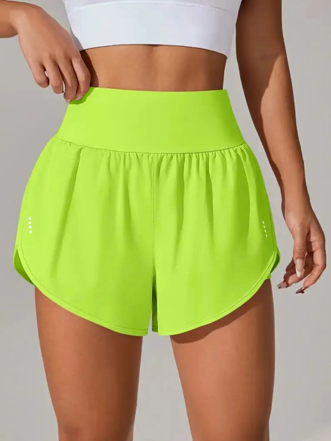 Pocketed High Waist Active Shorts Neon Green d7352a49-833f-4f9e-9028-4270fa381349-Max-Origin