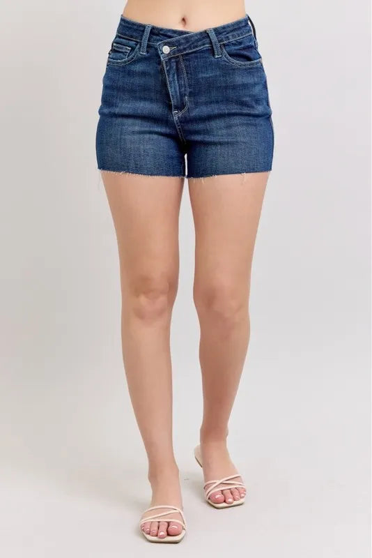 Judy Blue Full Size High Waist Criss-Cross Waistband Denim Shorts Plus Size DK d8130c06fadf4a47be21eb3188a0b530-Max-Origin
