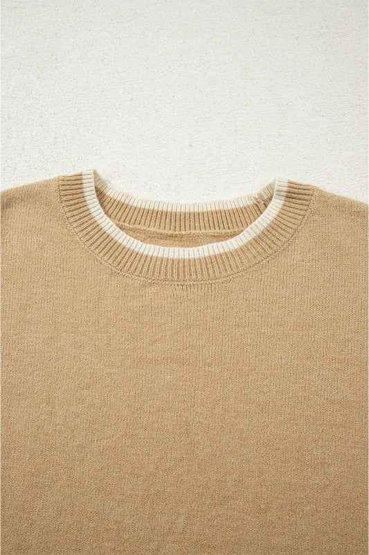 Leopard Bow Split Cuff Contrast Trim Sweater d814f947-15bf-46de-accb-b79a68087621