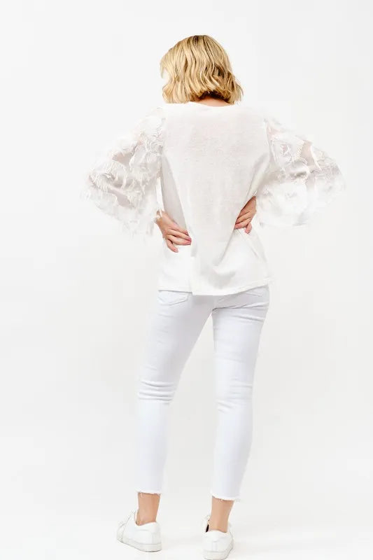 And The Why Feather Detailed 3/4 Sleeve Slub Top d8324459b61c4be7b0cd22237d583943-Max-Origin