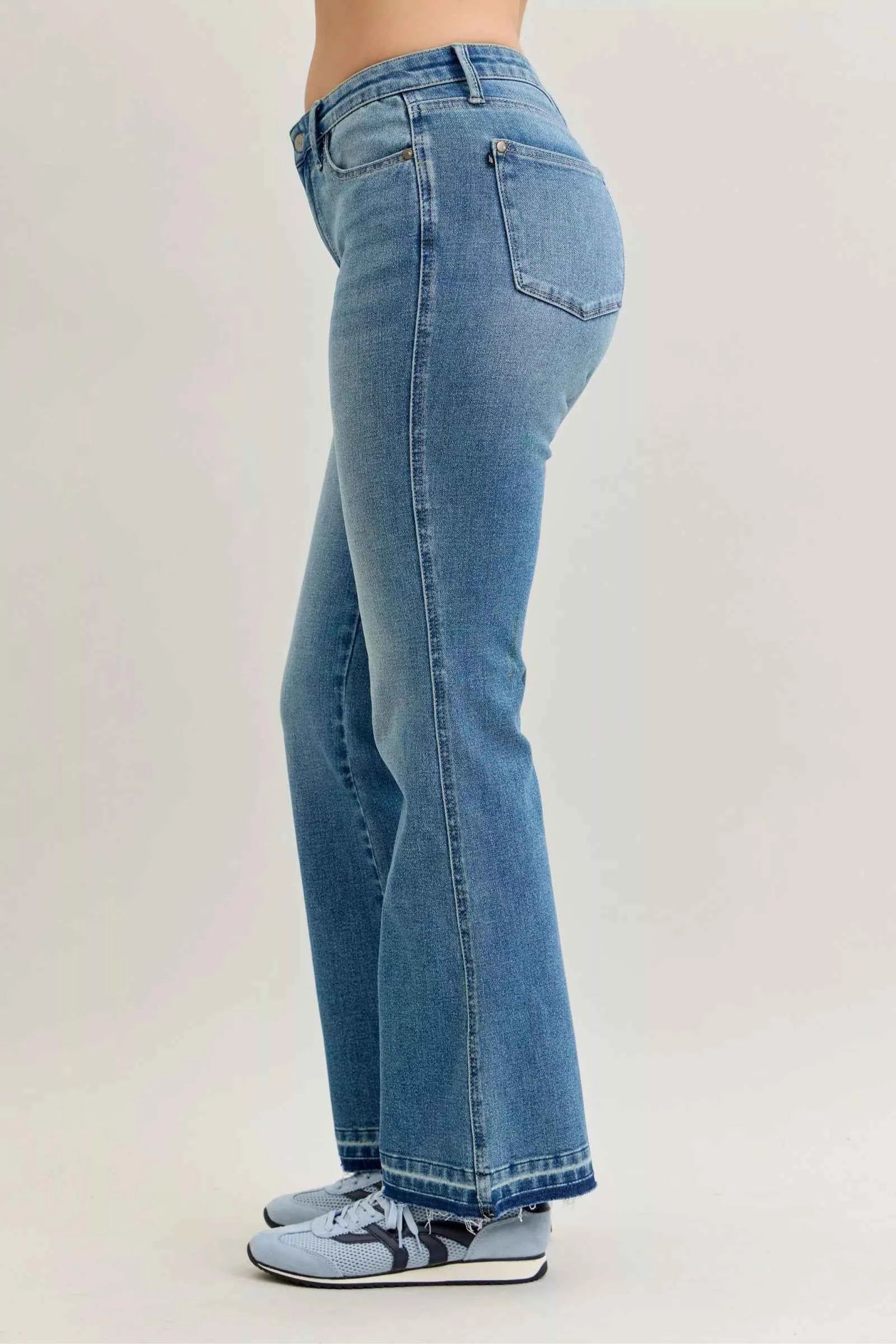 Judy Blue Full Size Mid Rise Slim Bootcut Tummy Control Release Hem Jeans Plus Size d85477bc-6976-44c9-b55c-ceedd931acfb-Max-Origin