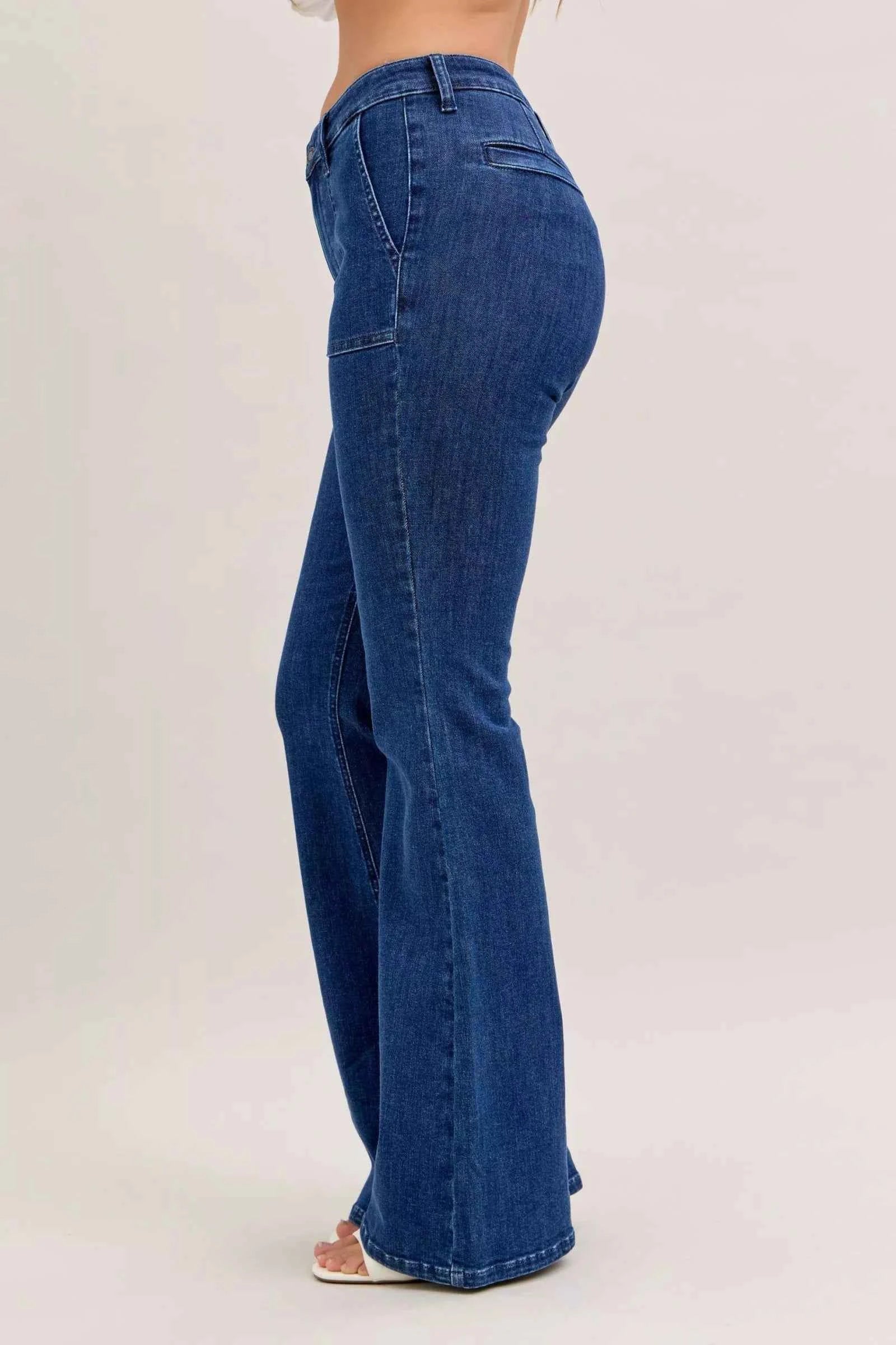 Judy Blue High Waist Flare Jeans with Front Patch Pockets d874eb8c-84ac-4776-8ac1-8a9538308336-Max-Origin