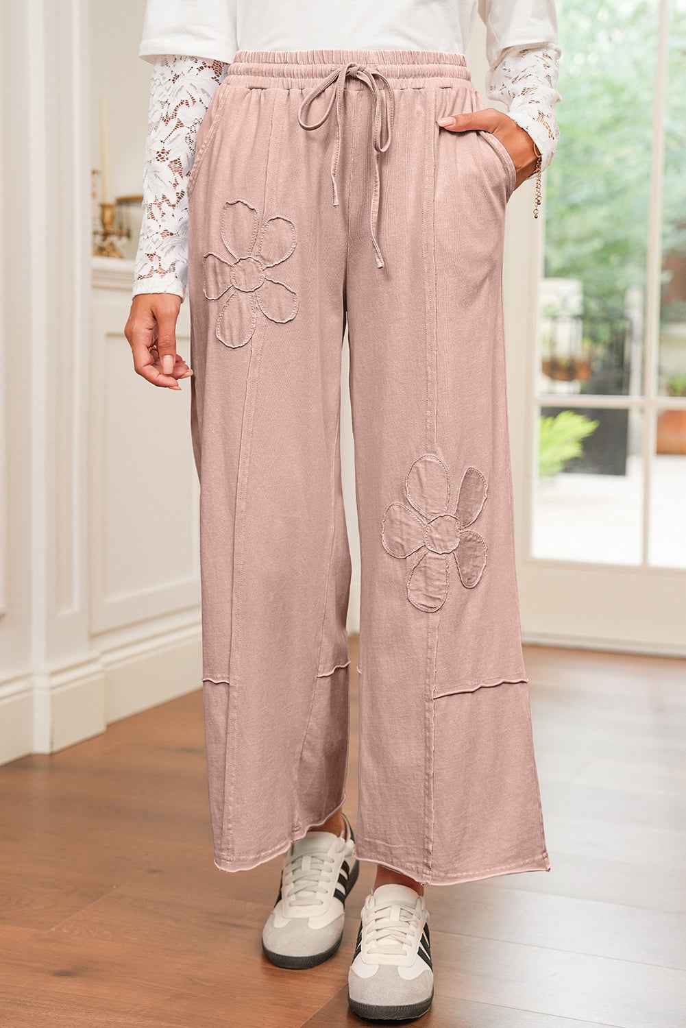 Buckskin Flower Patch Mineral Washed Cropped Wide Leg Pants d94898f2574c6738