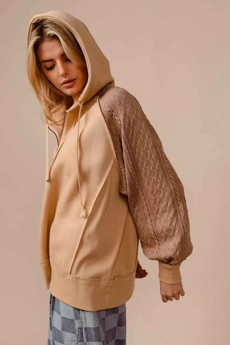 BiBi Half Zip French Terry Hoodie with Kint Sleeves d9a6dd6f56f74ea3ac3a2f3ed4f7ec61-Max-Origin