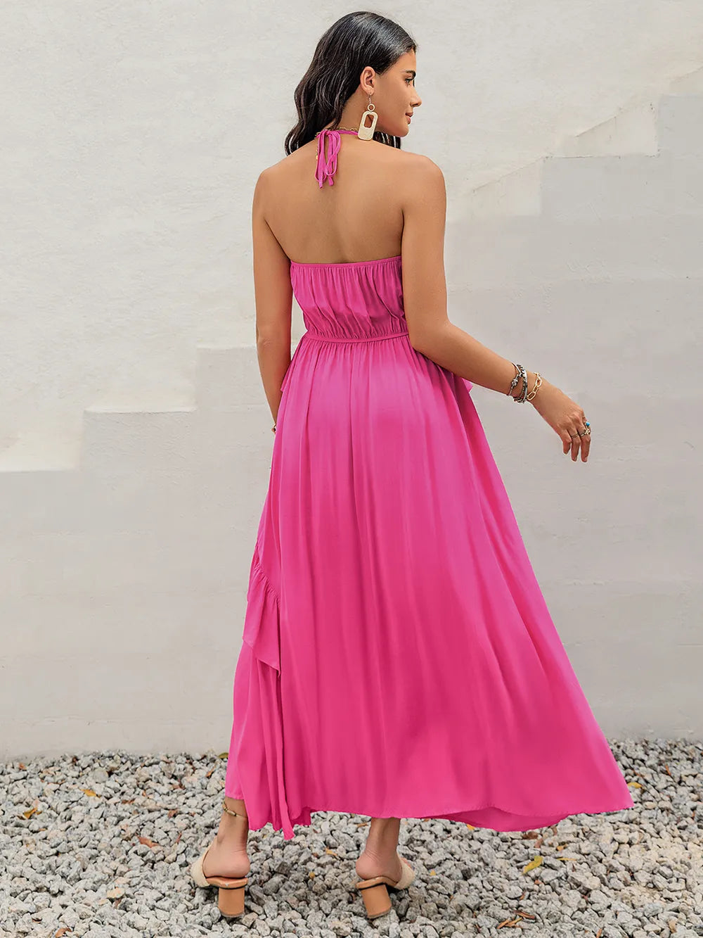 Ruffled Halter Neck Maxi Dress da2f5c8c-ad46-460f-afd6-b202c0ebd91e-Max
