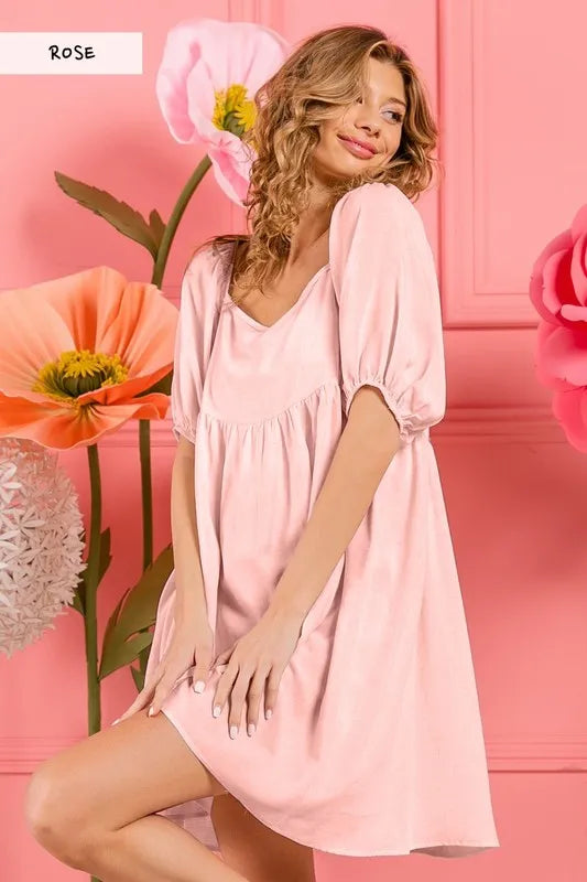 BiBi Washed Linen Tiered Midi Dress with Puff Sleeves ROSE da5acaa767bc4da2bc419fa490d3fb74-Max-Origin