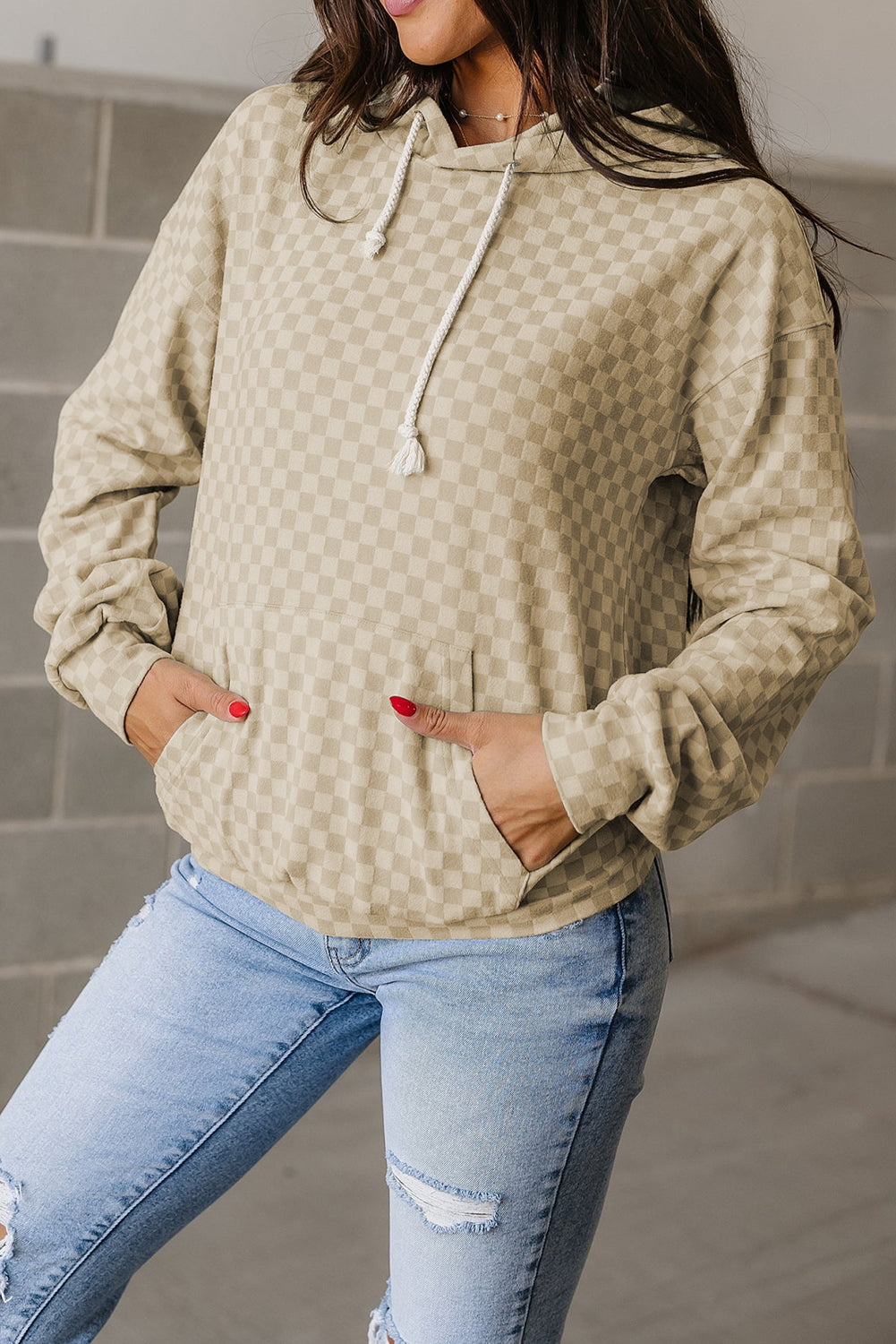 Green Checkered Kangaroo Pocket Hoodie dbb62cf0812a8244