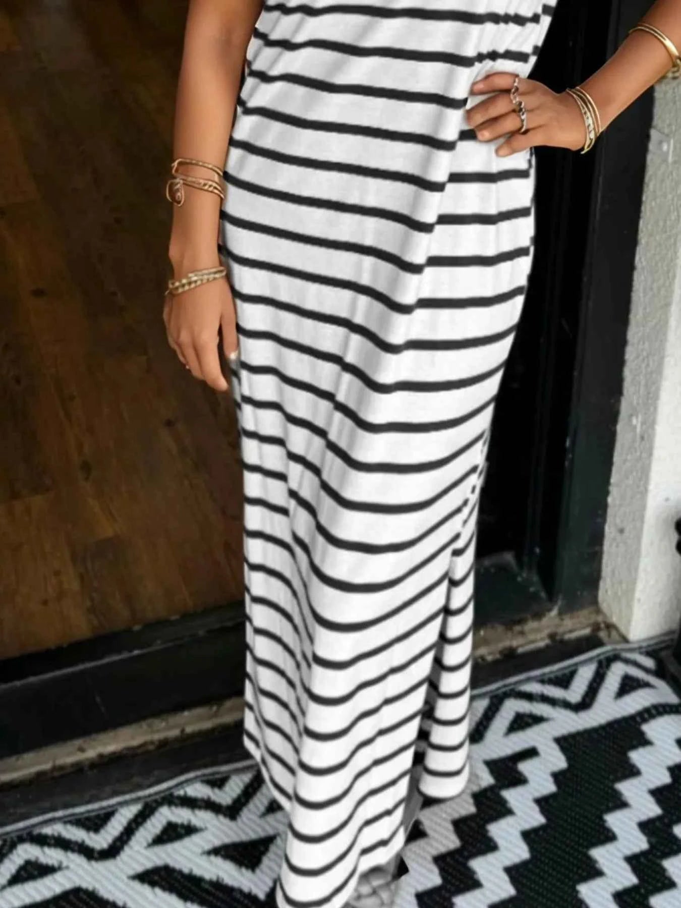 Plus Size Striped Maxi Dress with Side Slit - Full Size T-Shirt Style dc27675d-6418-475f-aea0-ec955ac1bbbc-Max-Origin