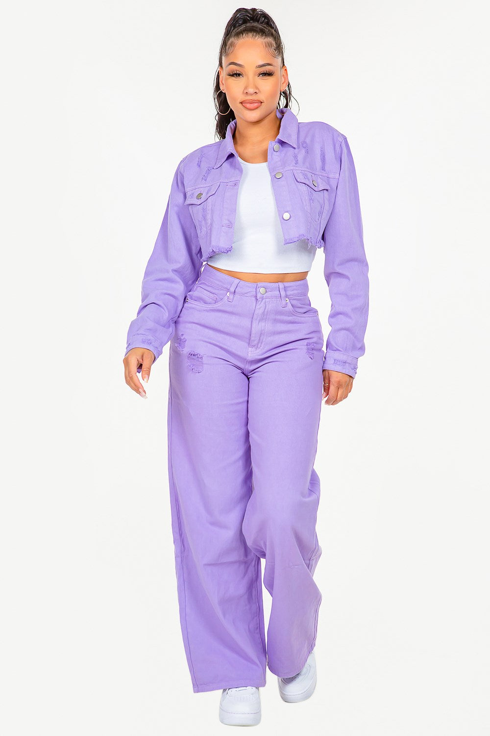 American Bazi High Waist Distressed Wide Leg Jeans df009838-3787-4c95-9865-a09b093a8a57-Max