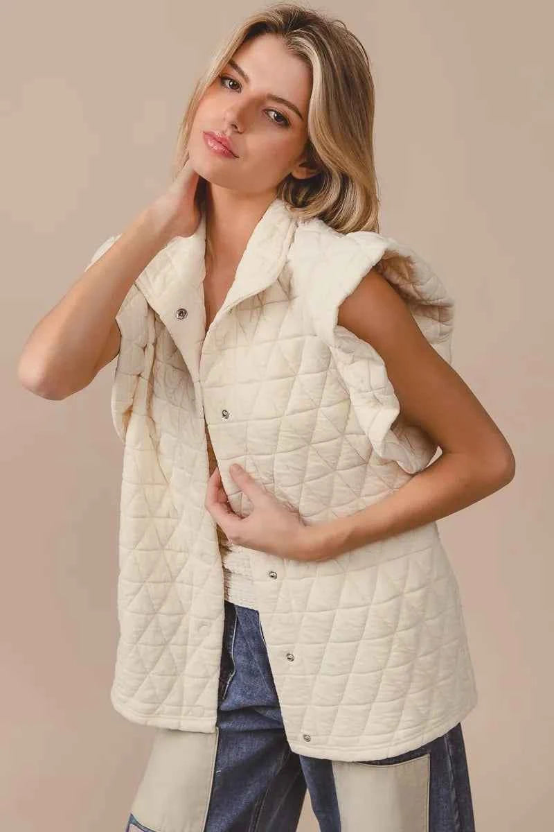 BiBi Quilting Knit Ruffle Sleeve Vest OATMEAL dfdccad2fc45487cae79d9e500e5de12-Max-Origin