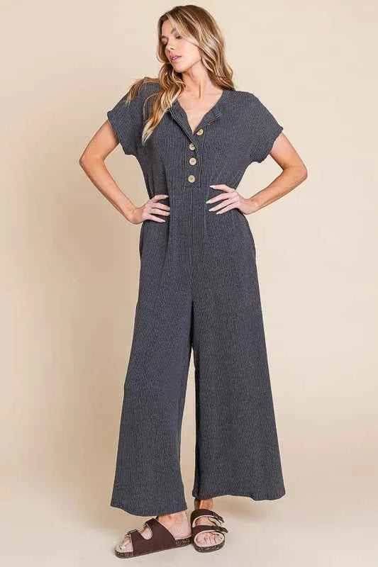 BOMBOM Rib Knit Jumpsuit with Button Detail CHARCOAL e021fea3ff014d69b0708539899cabbc-Max-Origin