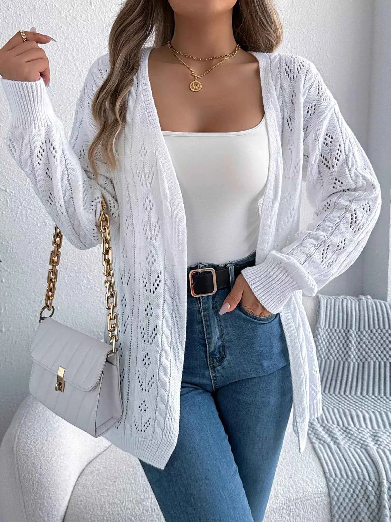 Openwork Open Front Long Sleeve Cardigan e05c9d2bfc6c46ef94aacc60d6d7b165-Max-Origin
