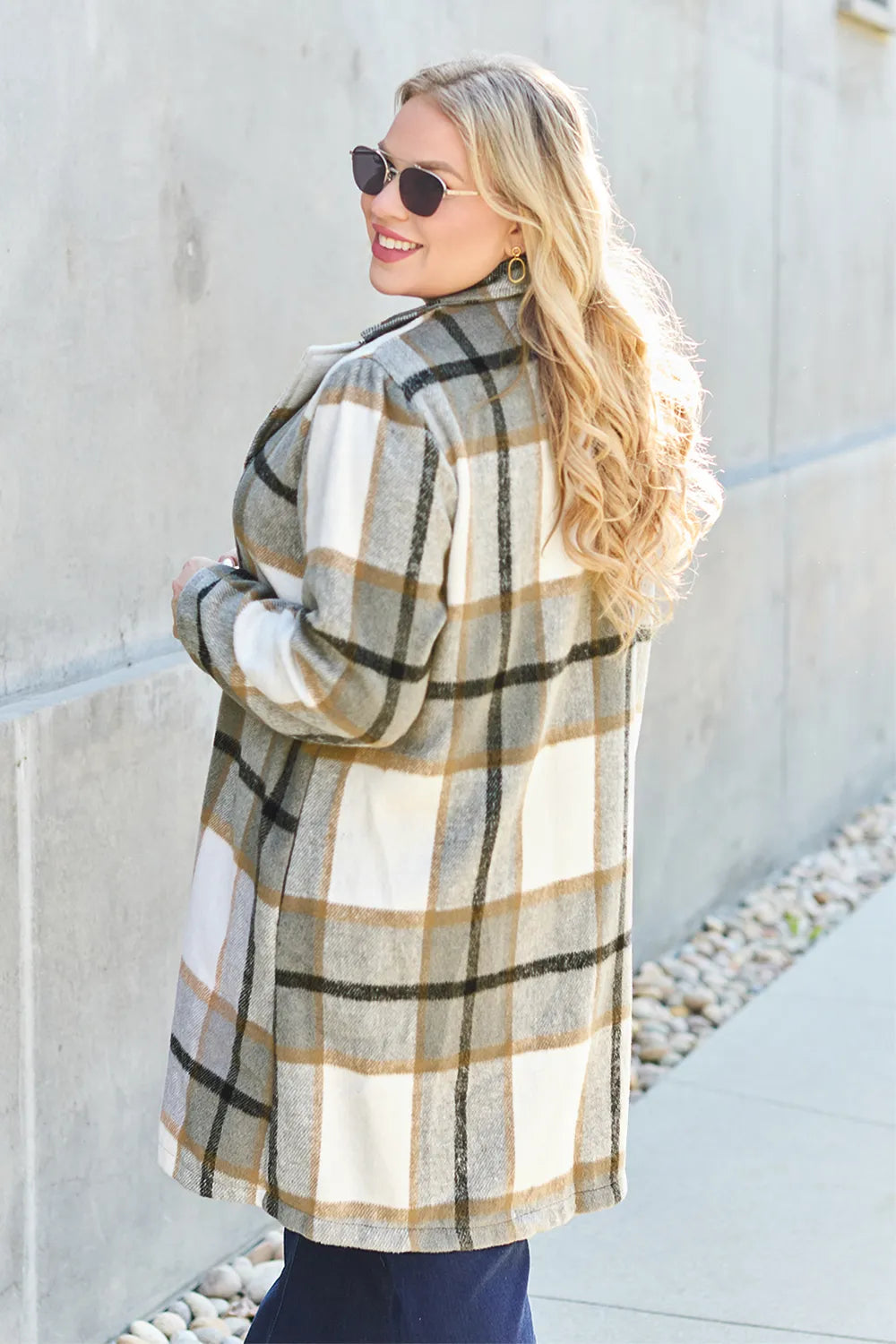 Double Take Full Size Plaid Button Up Lapel Collar Coat e0df1878-91ae-4e9d-bea2-2e4393f8bd56-Max