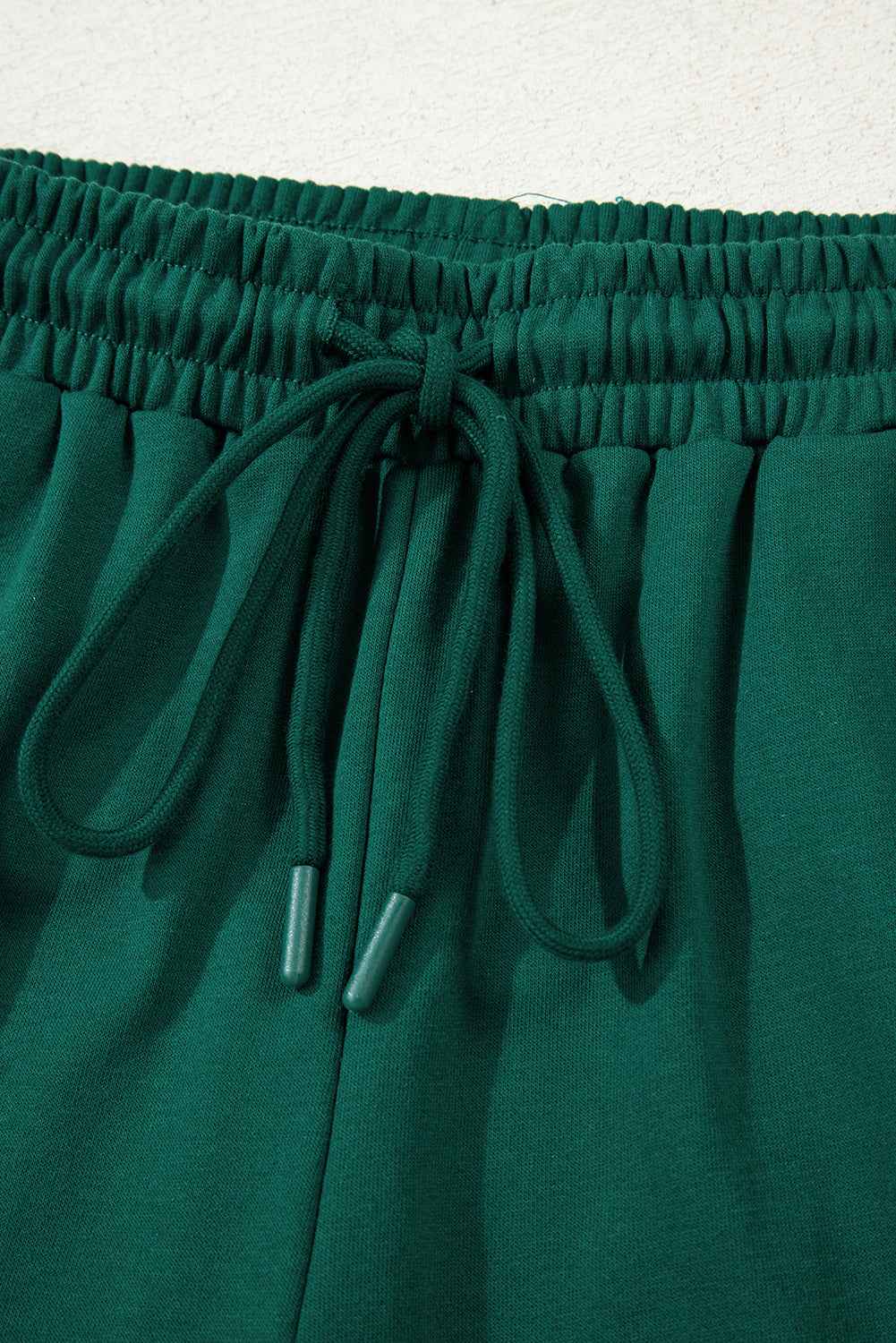 Evergreen Varsity Striped Sleeve Drop Shoulder Sweatshirt and Shorts Set e10574b4fd31b00a