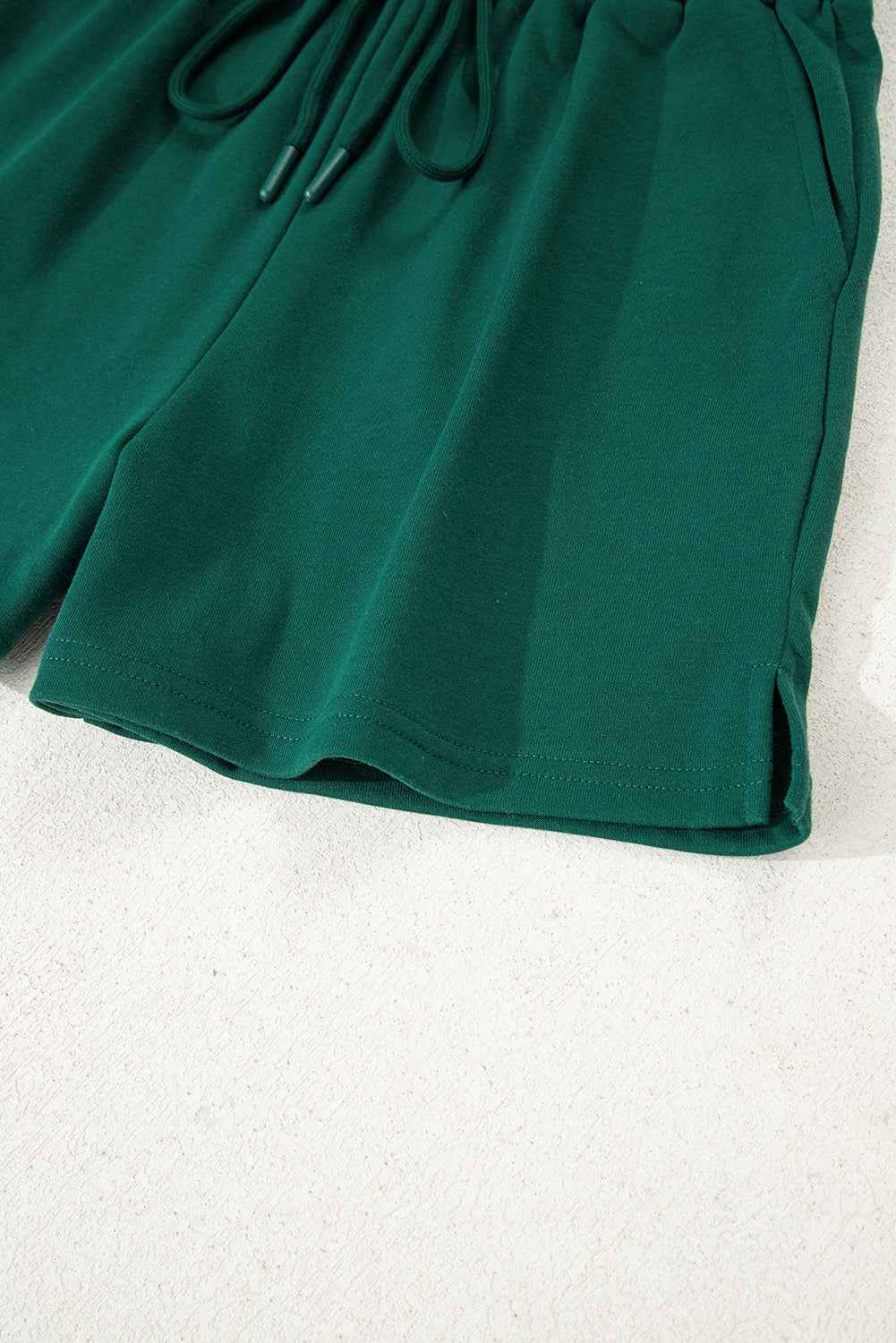 Evergreen Varsity Striped Sleeve Drop Shoulder Sweatshirt and Shorts Set e1367927e5c52cef