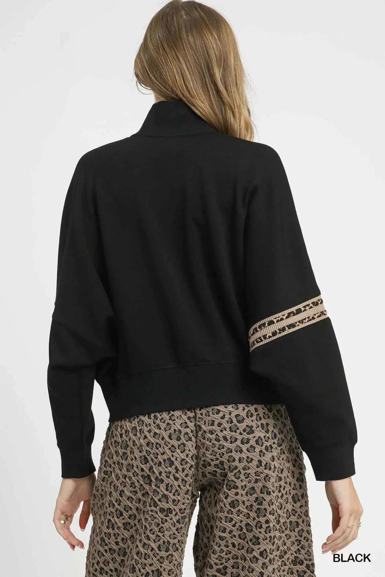 Umgee Zipper Up Cropped Jacket with Leopard Trim e1dfade7-60d2-4b3b-a3b7-5a5d716b002a-Max-Origin