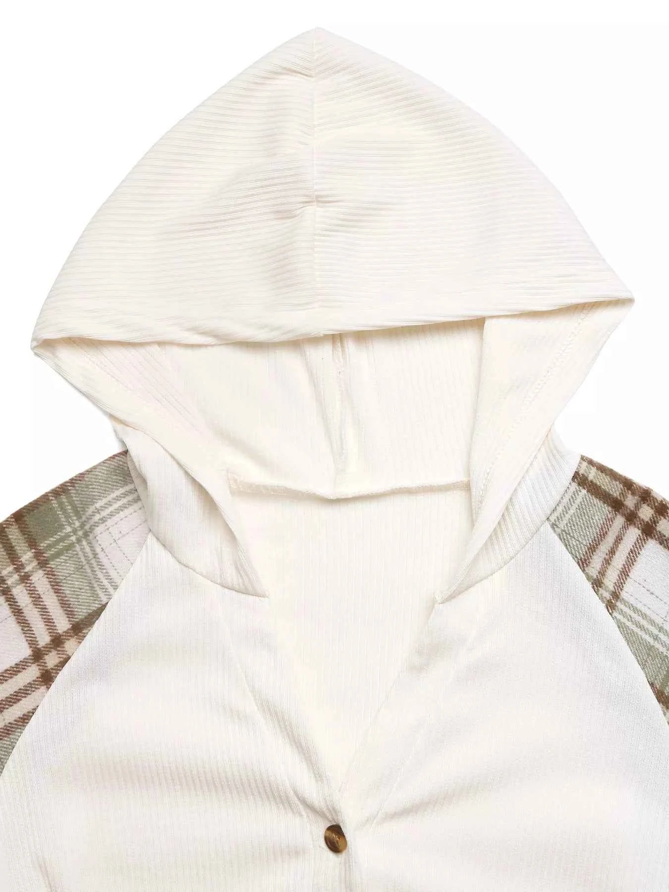 Plaid V-Neck Button Front Sweatshirt e2fb00ed961a4bbe9c1819311b08fecc-Max-Origin