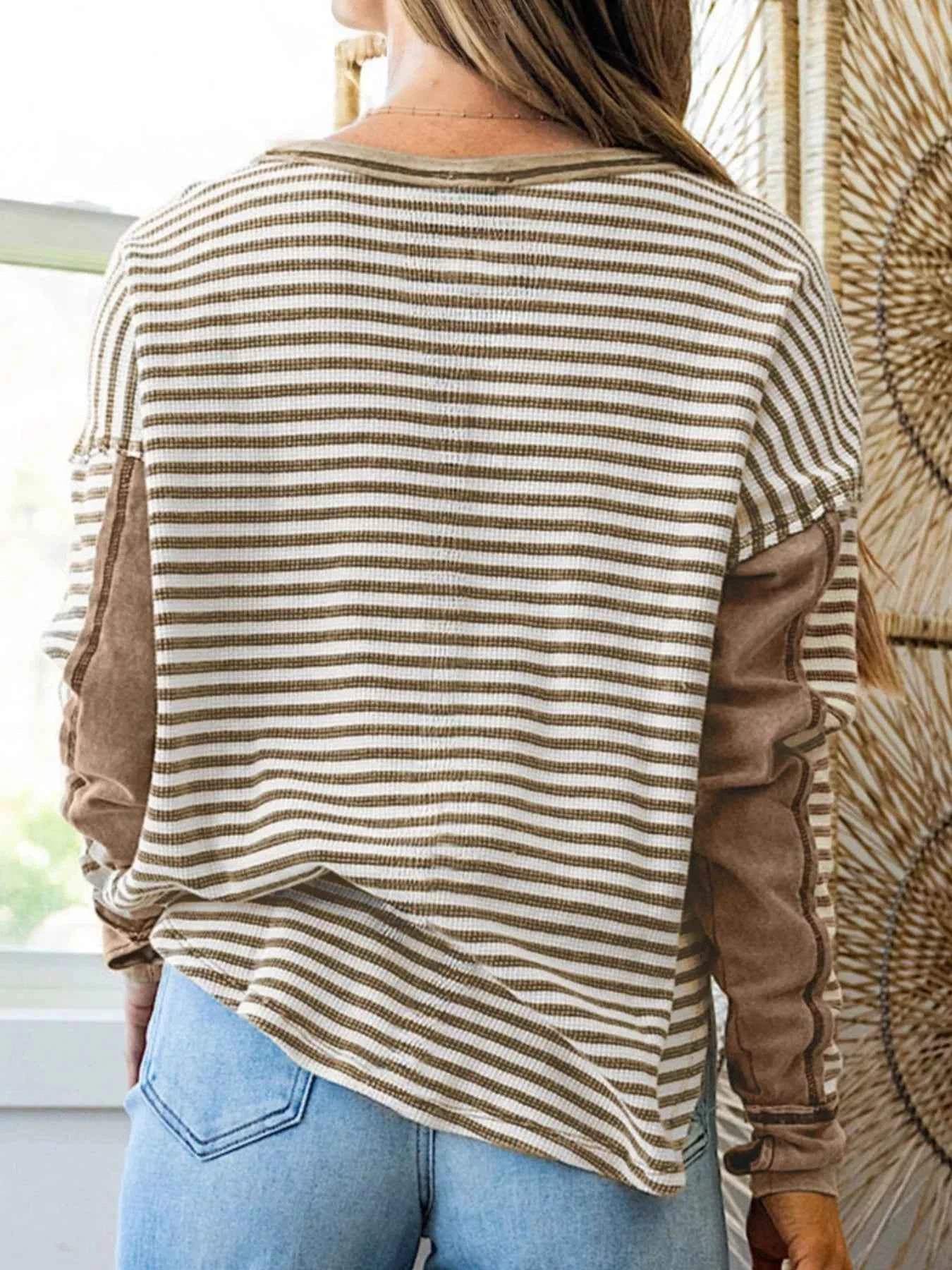 Striped Drop Shoulder Casual Top e3227eb9-a513-4e76-b45d-9a9e72ff5256-Max-Origin