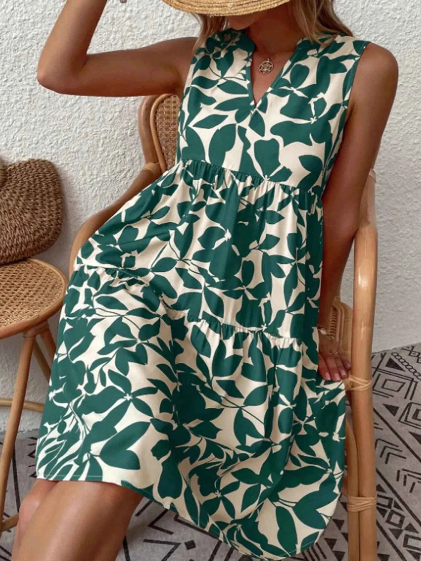 Printed V-Neck Sleeveless Mini Dress e375a689f53f4acb8c8413fa163bad69-Max-Origin