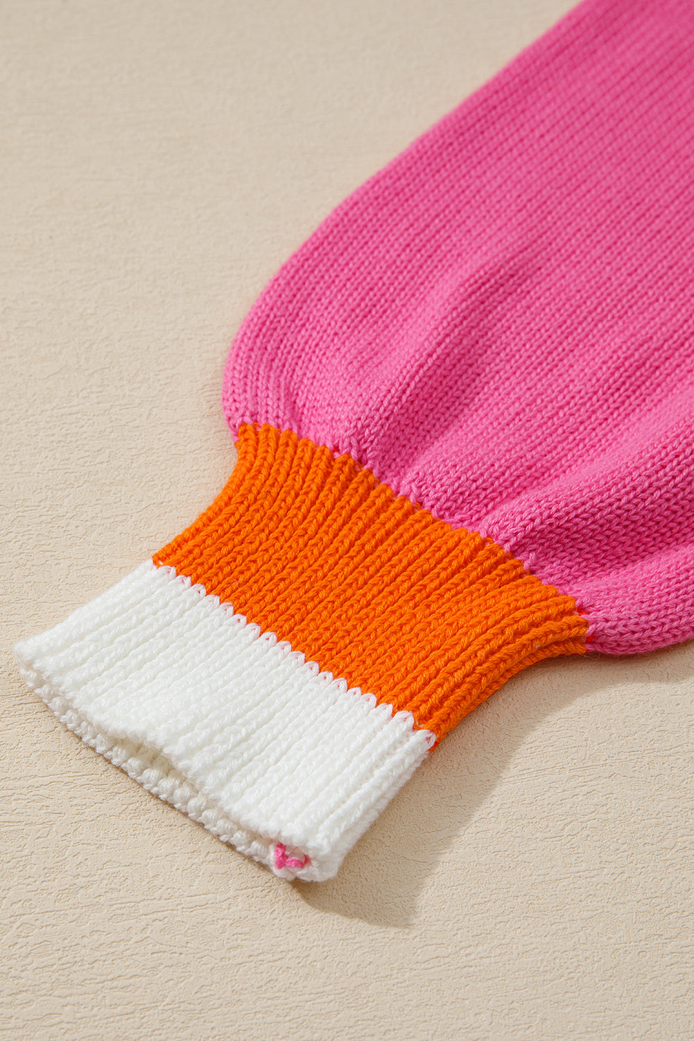 Sachet Pink Contrast Collar Pearl Decor Sweater e459aa2bf5764545