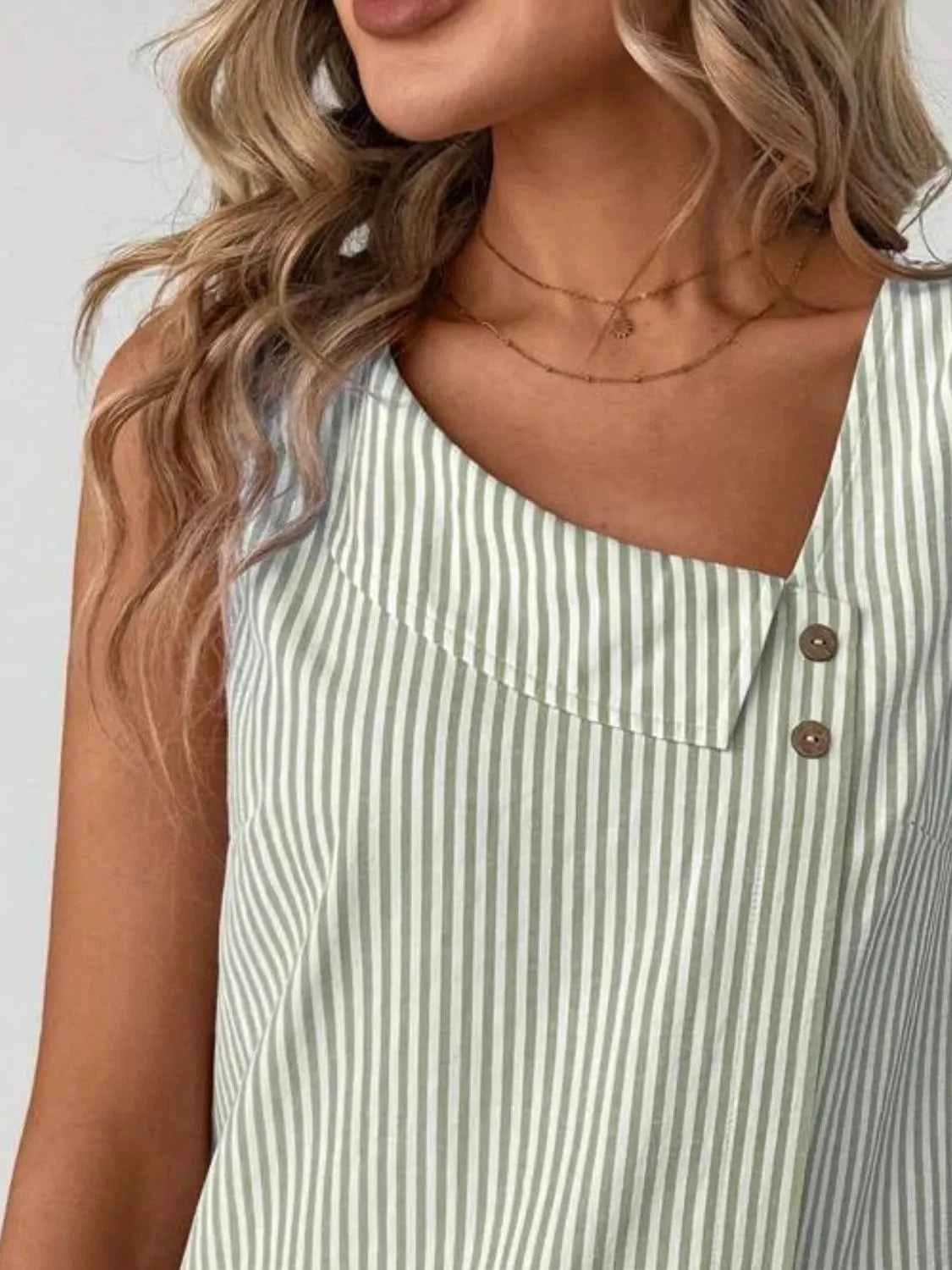 Decorative Button Asymmetrical Striped Tank e4cb74b8-85a6-4846-b8ef-353440a8a422-Max-Origin