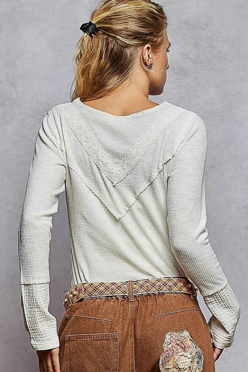 POL Ribbed Half Button Lace Detail Knit Top e5c8689e-5d69-4224-9119-fb9000440192-Max-Origin