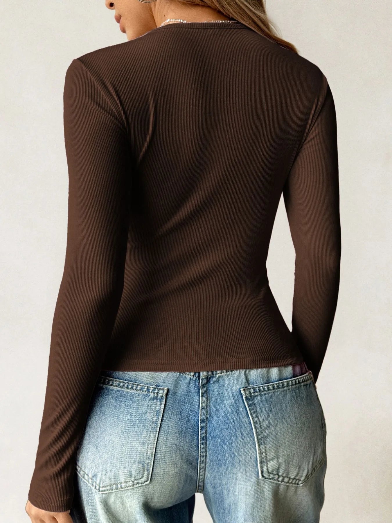 Ribbed Knit Long Sleeve T-Shirt e5e3e26c-e7ba-4d38-82ec-e4c48a3801c0-Max-Origin