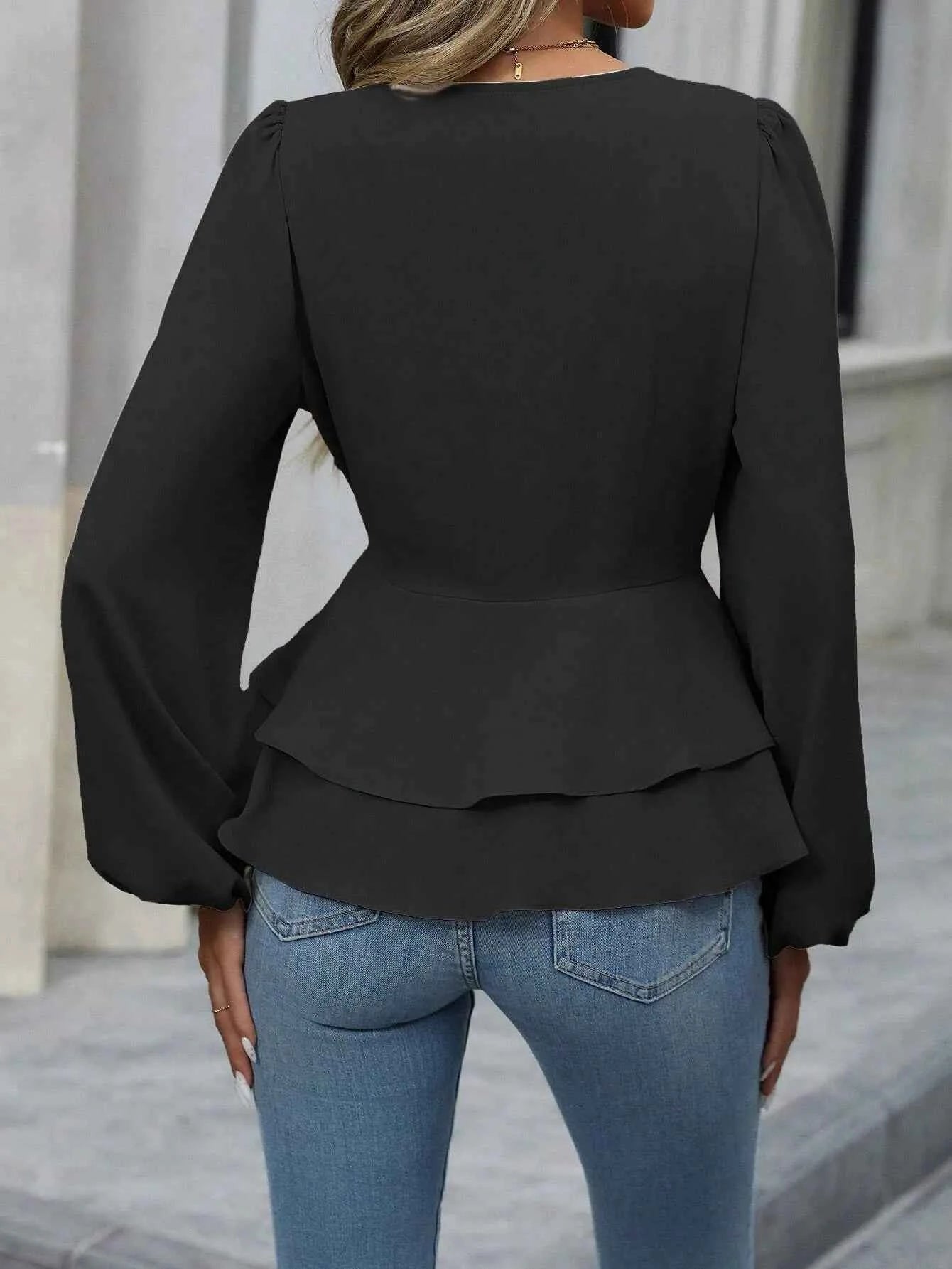 Surplice Balloon Sleeve Blouse e64ff37f-a1db-4771-abc4-3de231c9c738-Max-Origin