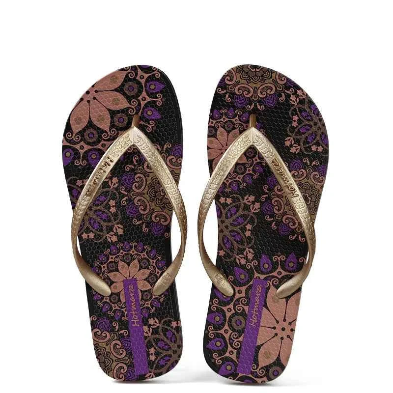 Printed Summer Toe Post Slippers Purple e6ca50eb-4c3d-4376-bbe4-41085a6a425b-Max-Origin