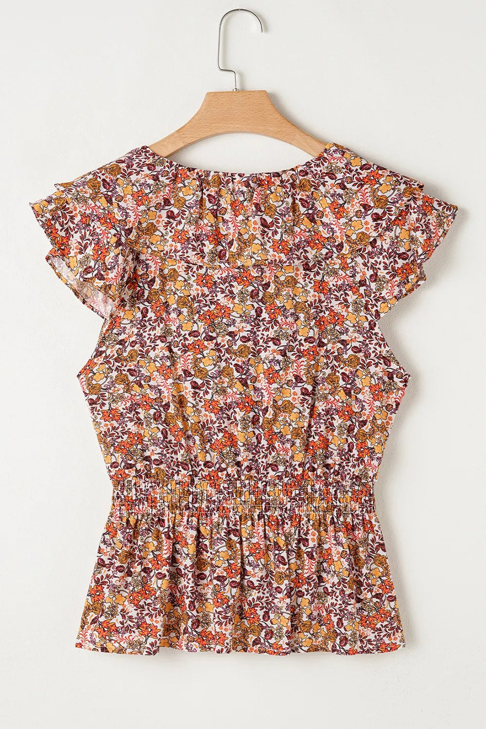 Floral Print Knot V Neck Ruffled Sleeve Blouse e6ddb56a-0d17-4822-977a-cfca2362d07d-Max-Origin