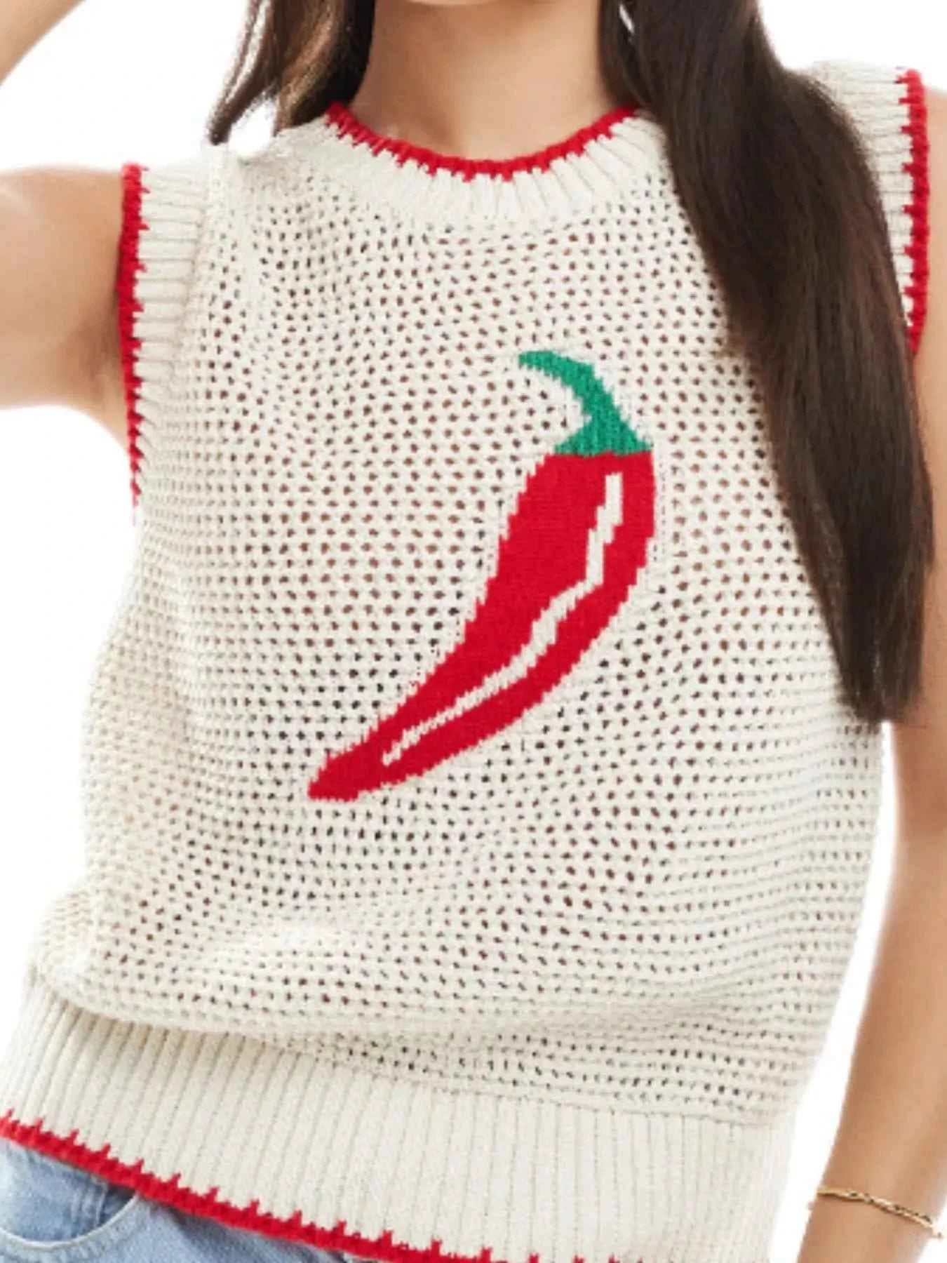 Chili Pepper Crochet Knit Tank Top Beige e6f856c4-dc0f-46e3-b914-bbdf4c265ab3-Max-Origin