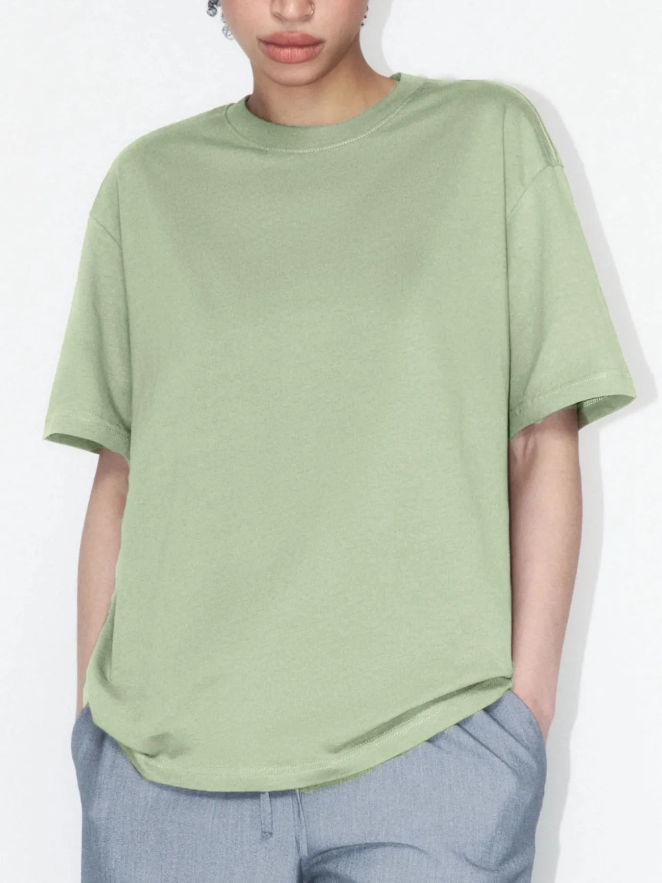 Plus Size Oversized Round Neck Short Sleeve T-Shirt Sage e6fbbb3e-a32d-48d3-90a5-6b0105e50105-Max-Origin