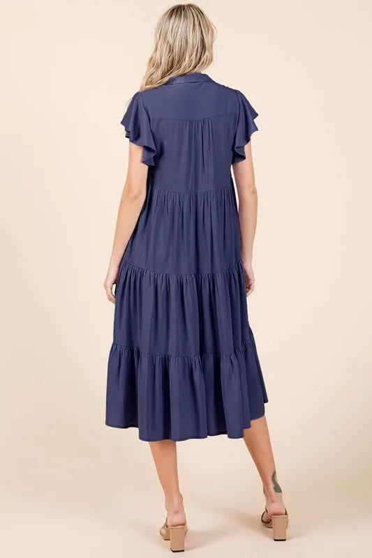Mittoshop Ruffle Sleeve Collared V Neck Tiered Midi Dress e7ae251e-04cd-4d40-9be2-41eaee709de8-Max