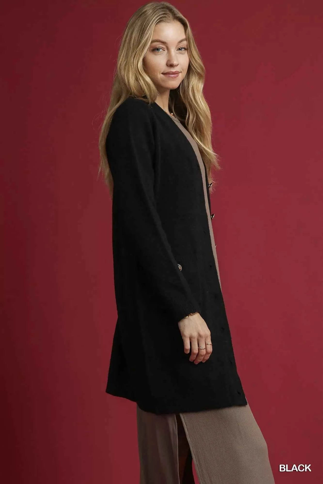 Umgee Button-Down Longline Sweater Cardigan with Front Pockets e7c637c0-6d70-41c2-950d-2e5d84135fab-Max-Origin