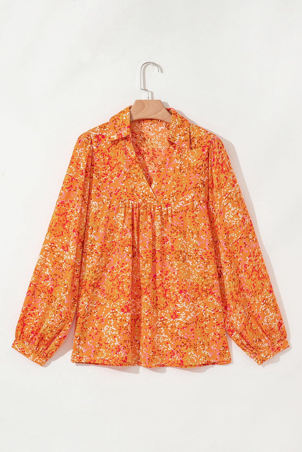 Bonbon Abstract Print Loose Fit Collared V Neck Babydoll Blouse e9c53732377b17ee