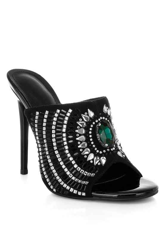 Boska Slip On Embellished Stiletto Heels Black e9d6ae2a-6d1e-410c-89fd-224fe61377f8