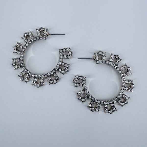 Gold or Silver Finish Clear Rhinestones Round Hoop e9f92fb0-36ba-49dc-9494-5403cfcf2127