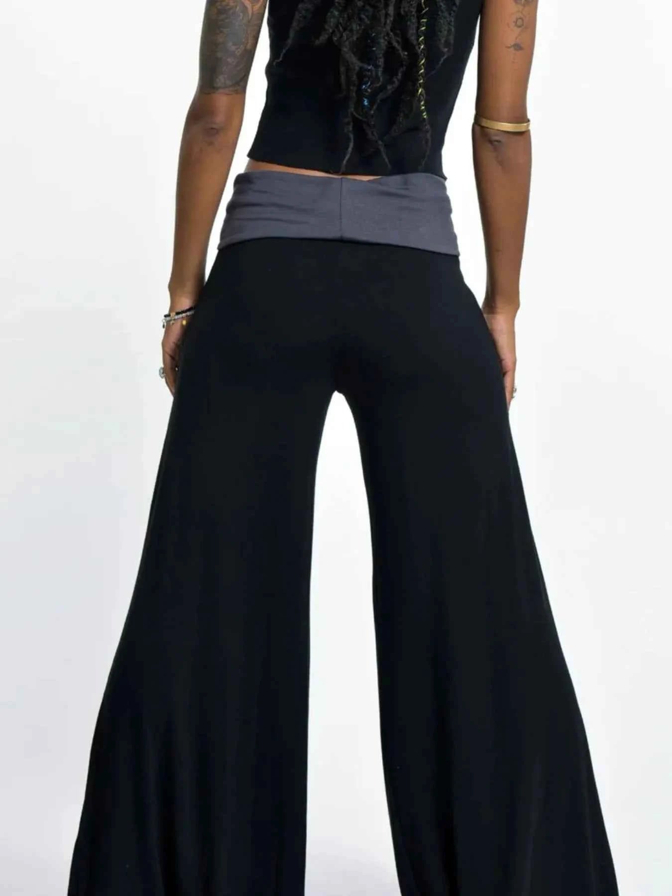 High Waisted Wide Leg Yoga Pants with Contrast Waistband ea1e5f1c-cf5a-49b0-8234-f5802a5f99df-Max-Origin