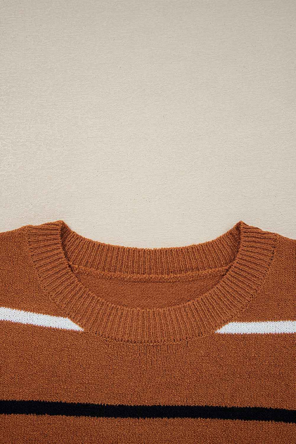 Multicolour Striped Ribbed Edge Drop Shoulder Sweater eaebab2c24603061