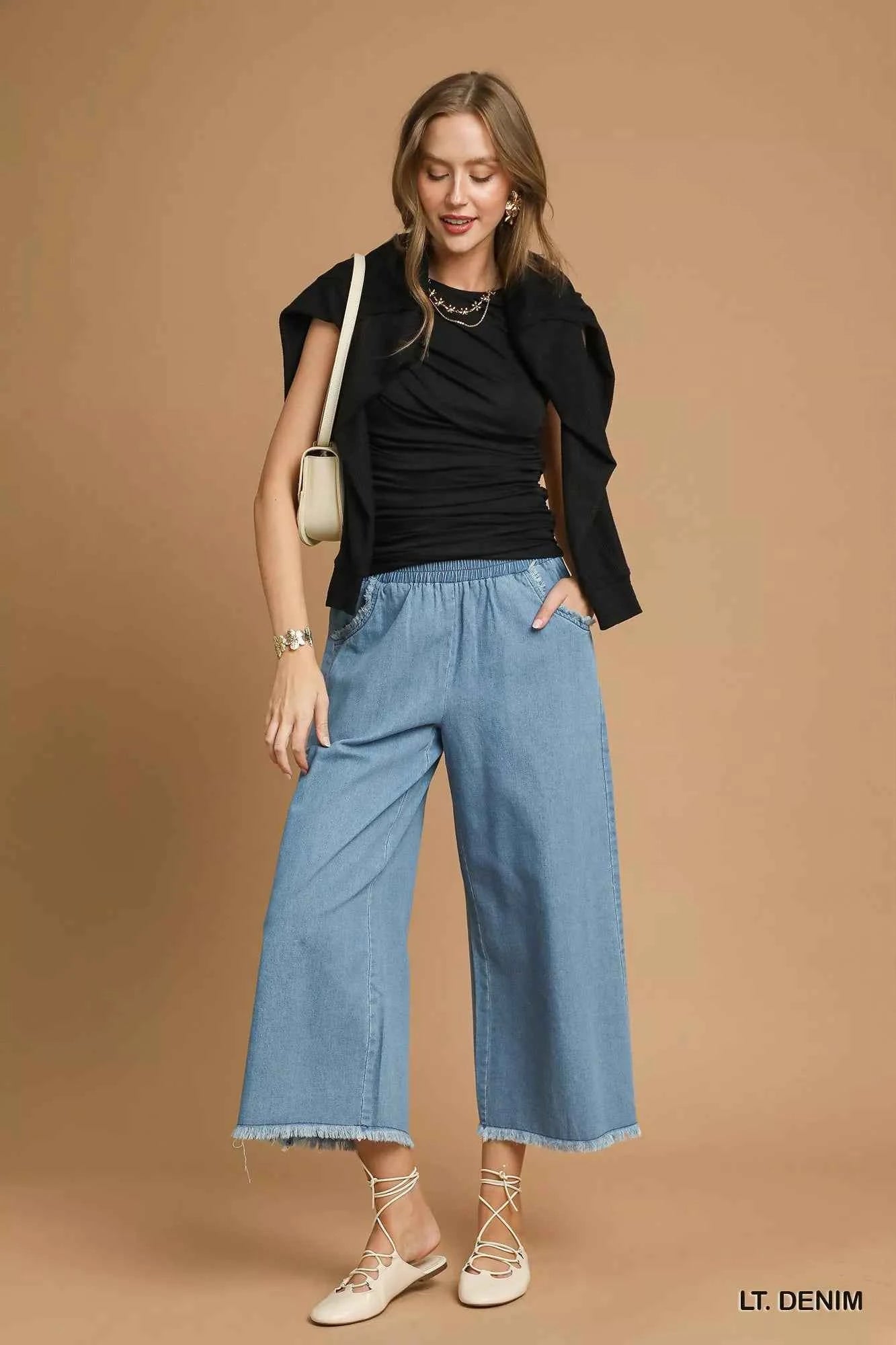 Umgee Washed Fringe Hem Wide Leg Jeans eb67f2cc-b927-449d-84a4-86846f4162d3-Max-Origin