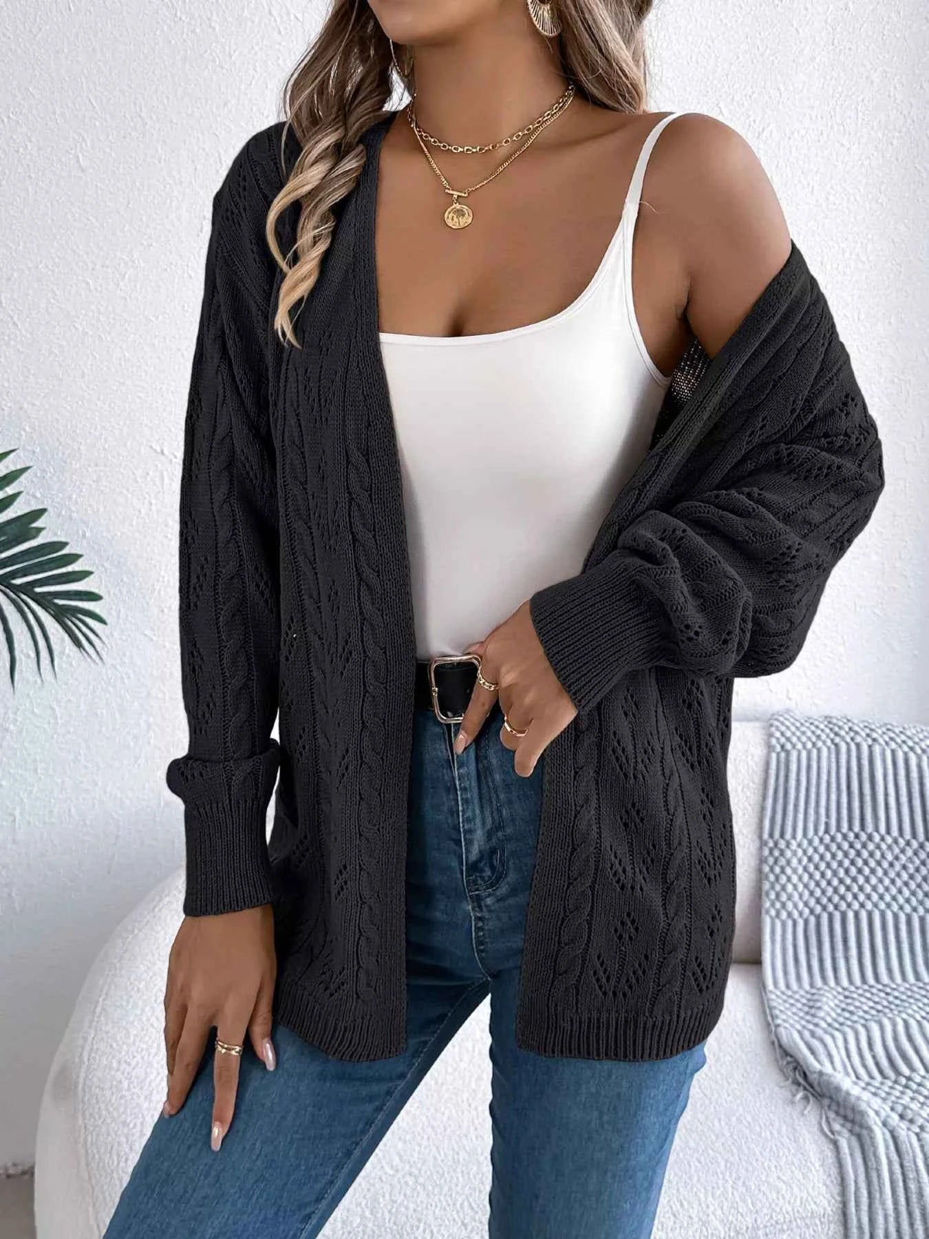 Openwork Open Front Long Sleeve Cardigan ebe51ae869bf4ac4955a32a7876e32d7-Max-Origin