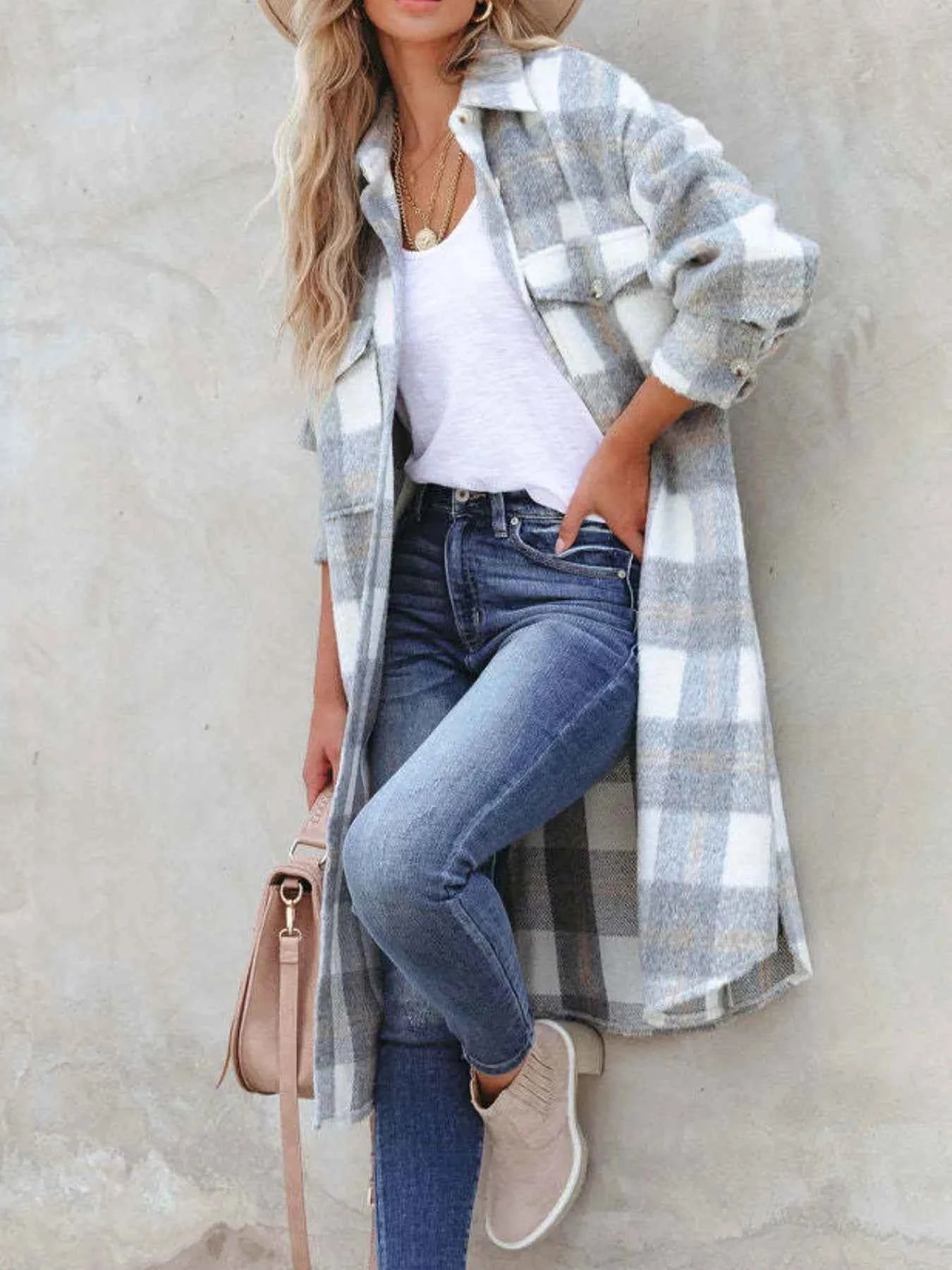 Oversized Plaid Button Up Longline Jacket ec58181f-e00c-4a46-8a9c-6c719d2b7f58-Max-Origin