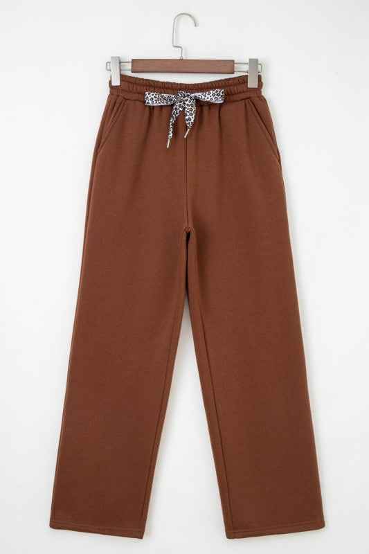 Leopard Drawstring Fleece Lined Elastic Waist Pant ec91ae90-b215-4816-9652-9db22350f4a3