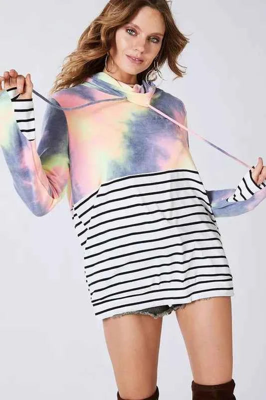 BiBi Tie Dye French Terry Cowl Neck Top eeab62c3d26d4afd887bf95f72fd3330-Max-Origin