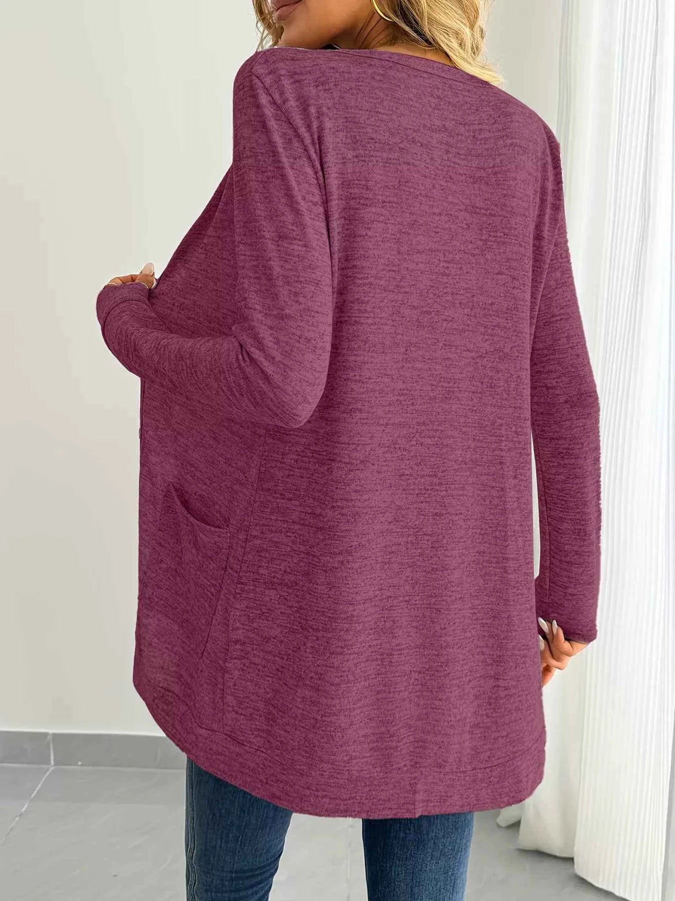 Open Front Longline Cardigan with Side Pockets eebacd85ae0343528e3340101a88f453-Max-Origin