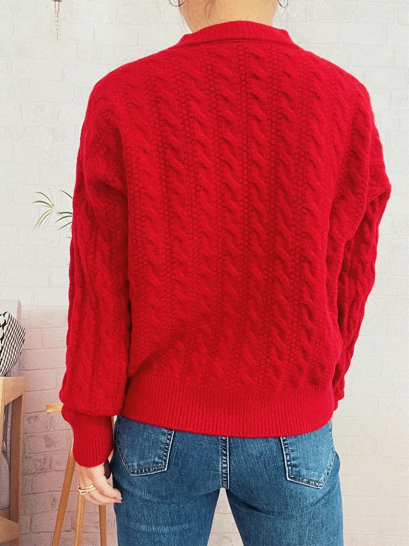 Cable Knit Button-Up Cardigan eeda790f304541bb8ead1b7eb2eb1e26-Max-Origin